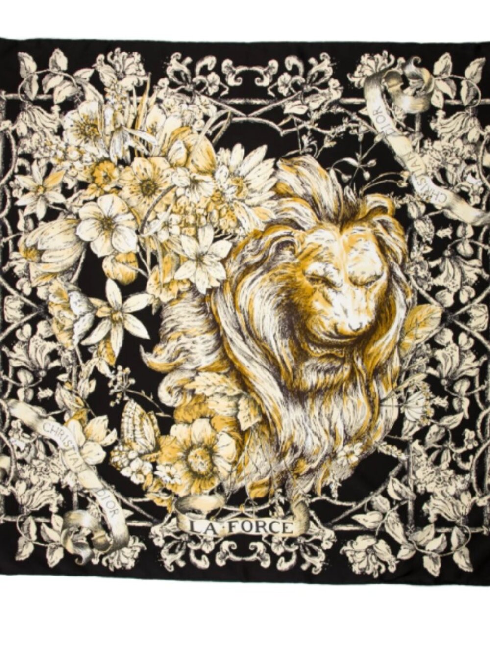 Dior La Force 90 Silk Twill Scarf in Navy Blue & Gold ✨